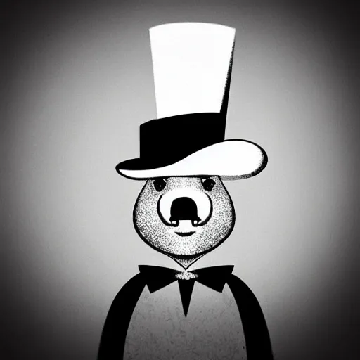 Prompt: “pig wearing a top hat”