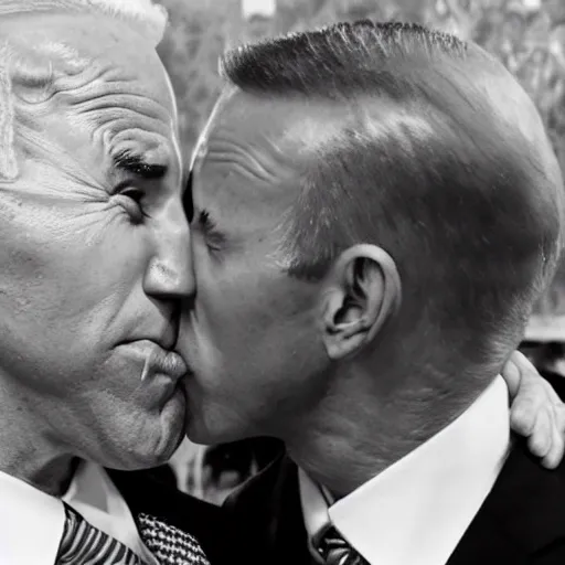 Prompt: joe rogan kissing joe biden