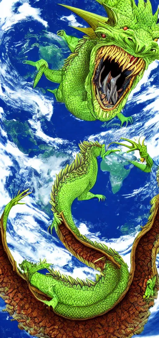Image similar to a fat dragon eating the earth