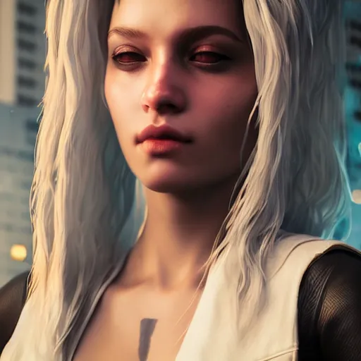 Image similar to fine details portrait of girl, style of cyberpunk, Hyper-realistic, 4K, Unreal Engine, Highly Detailed