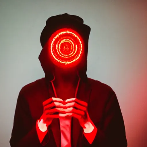 Image similar to a man with red glowing eyes