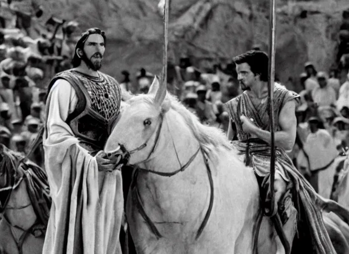 Image similar to film still of Christian Bale as Judah Ben-Hur in Ben Hur 1959