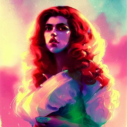 Image similar to portrait of a beautiful marina diamandis electra heart, volume lighting, concept art, by greg rutkowski!!, colorful, xray melting colors!!