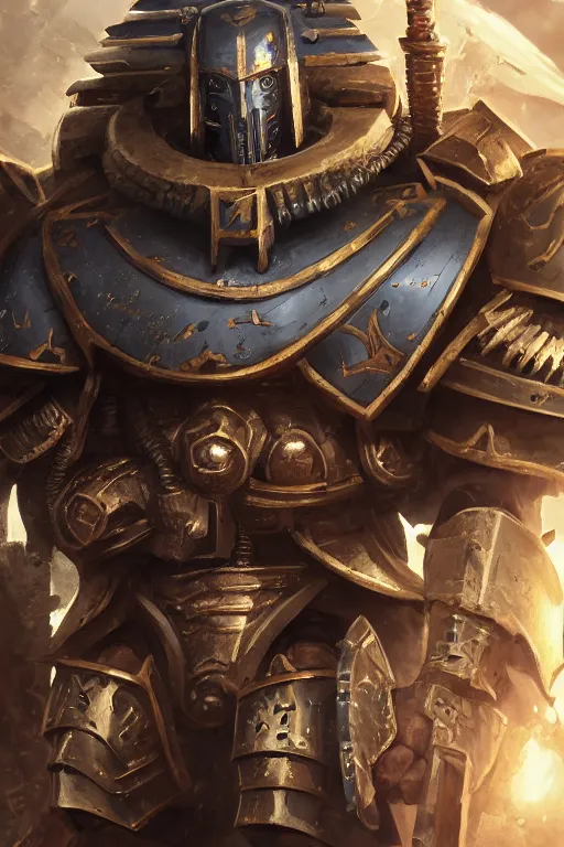 Image similar to armor portrait heros warhammer 4 0 k horus heresy fanart - the primarchs emperor by johannes helgeson animated with vfx concept artist & illustrator global illumination ray tracing hdr fanart arstation zbrush central hardmesh 8 k octane renderer comics stylized