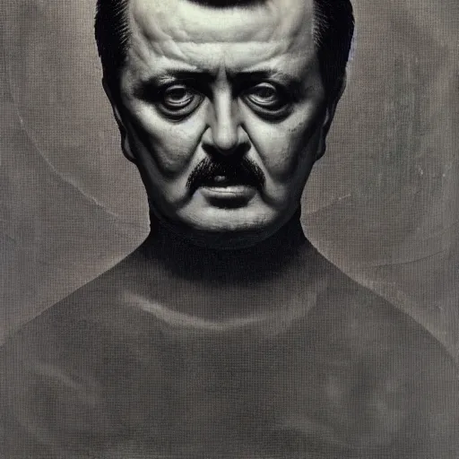 Prompt: Portrait by H.R.Giger of Igor Ivanovich Strelkov very degraded Abomination, photo-realistic, 2K, highly detailed