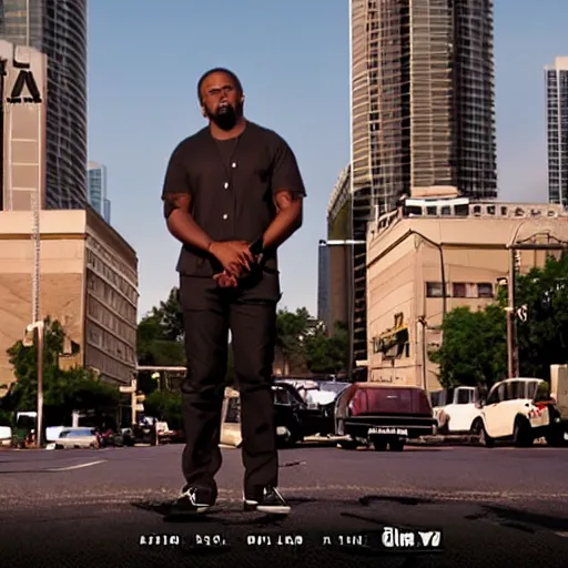 Image similar to a cinematic widescreen film still of a tv show about a black music producers trying to make a name for hisself in the city of Atlanta, Premiering on FX