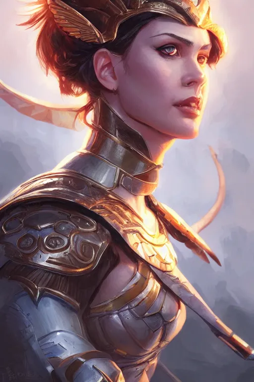 Image similar to amazon valkyrie athena, d & d, fantasy, portrait, highly detailed, headshot, digital painting, trending on artstation, concept art, sharp focus, illustration, art by artgerm and greg rutkowski and magali villeneuve