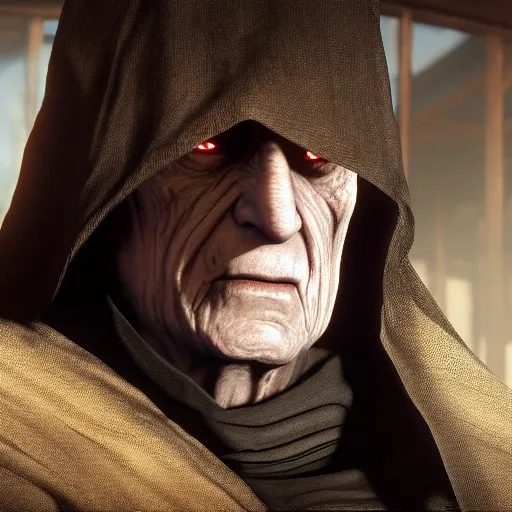 Prompt: Film still of Emperor Palpatine, from Red Dead Redemption 2 (2018 video game)