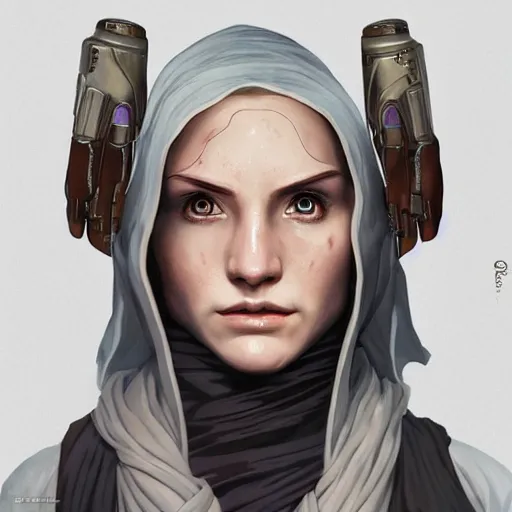 Image similar to germanic, irish female, jedi master, wearing the traditional jedi robe, beautiful and uniquely odd looking, detailed symmetrical close up portrait, intricate complexity, in the style of artgerm and ilya kuvshinov, magic the gathering, star wars art