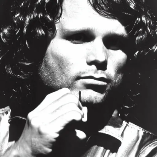 Image similar to jim morrison on the dj decks