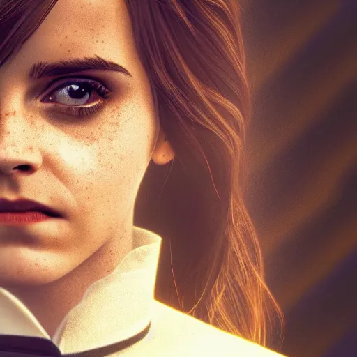 Image similar to emma watson as hermione granger transforming into a black cat, 3 d render