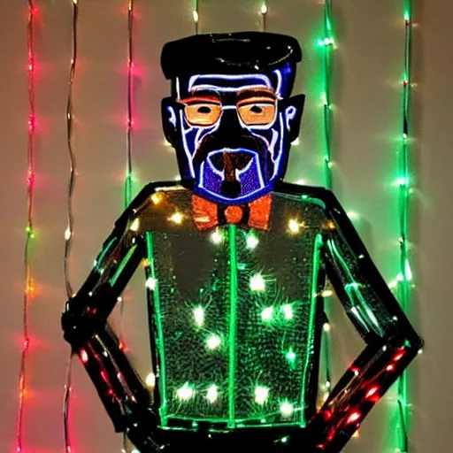 Image similar to walter white made out of christmas lights