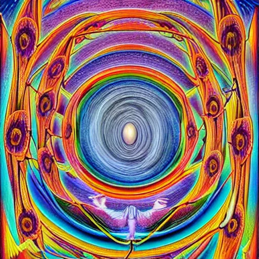 Image similar to a dream in a dream, Alex Grey