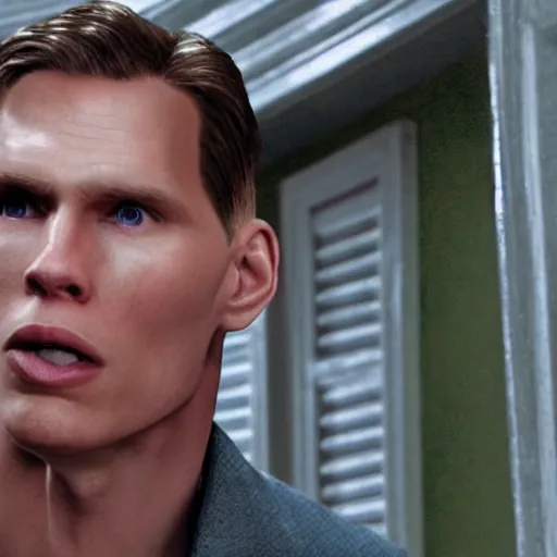 Image similar to Live Action Still of Jerma in The Shawshank Redemption, real life, hyperrealistic, ultra realistic, realistic, highly detailed, epic, HD quality, 8k resolution, body and headshot, film still