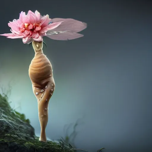 Prompt: a realistic slimy fairy fetus emerging from a budding flower, dramatic lighting, cinematic, establishing shot, extremely high detail, foto realistic, cinematic lighting, post processed, concept art, high details, cinematic, 8k resolution, beautiful detailed, photorealistic, digital painting, artstation, concept art, smooth, sharp focus, artstation trending, octane render, unreal engine