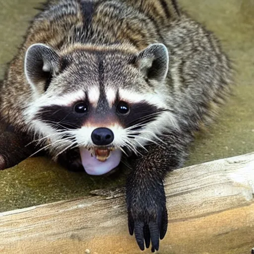 Prompt: photo of a hybrid between an octopus and a raccoon