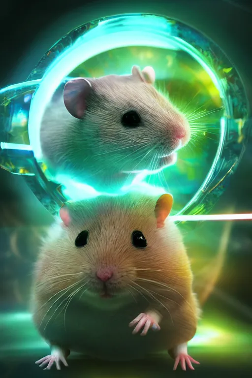 Image similar to cyborg hamster radiating a glowing aura global illumination ray tracing hdr fanart arstation by ian pesty and katarzyna da „ bek - chmiel