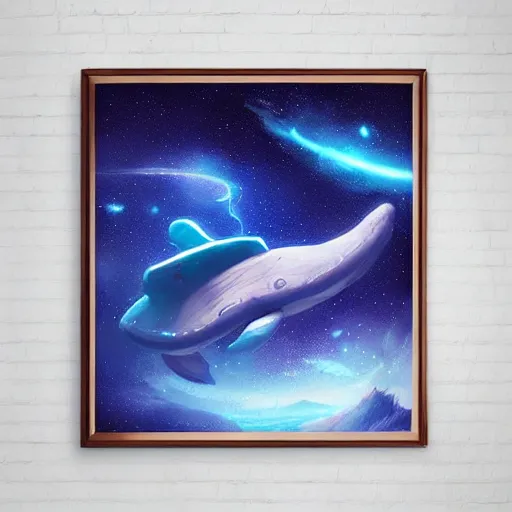 Image similar to space magical whale, galaxy whale, epic fantasy style art, galaxy theme, eyes, by Greg Rutkowski, hearthstone style art, 99% artistic