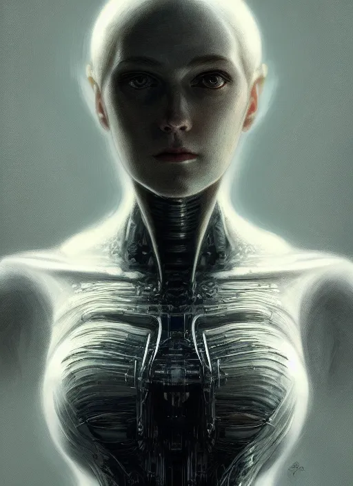 Image similar to pale mark zukerberg as android, pale plastc, portrait, intricate, elegant, highly detailed, digital painting, artstation, concept art, wallpaper, smooth, sharp focus, illustration, art by h. r. giger and artgerm and greg rutkowski and alphonse mucha