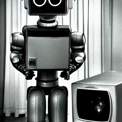 Image similar to robot with a crt television for a head, 1970 HQ photograph