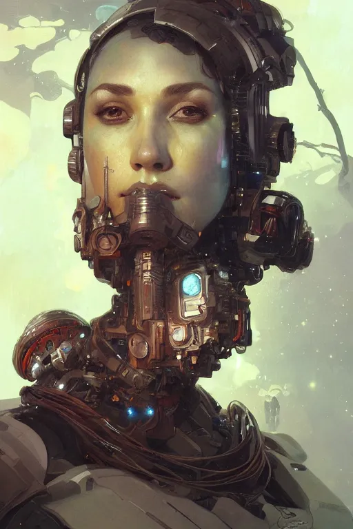 Image similar to A full portrait of a scifi heavy deep space miner, intricate, elegant, highly detailed, digital painting, artstation, concept art, smooth, sharp focus, illustration, art by Krenz Cushart and Artem Demura and alphonse mucha