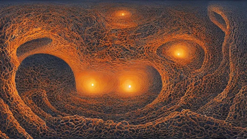 Image similar to the seven circles of hell in the styles of igor morski, jim warren, and rob gonsalves, intricate, volumetric lighting, fiery, imaginative