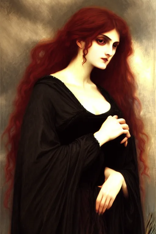 Image similar to gothic lady, painting by rossetti bouguereau, detailed art, artstation