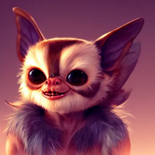 Prompt: cute gizmo the mogwai from gremlins movie, award winning creature portrait photography, extremely detailed, artstation, 8 k, sensual lighting, incredible art, wlop, artgerm