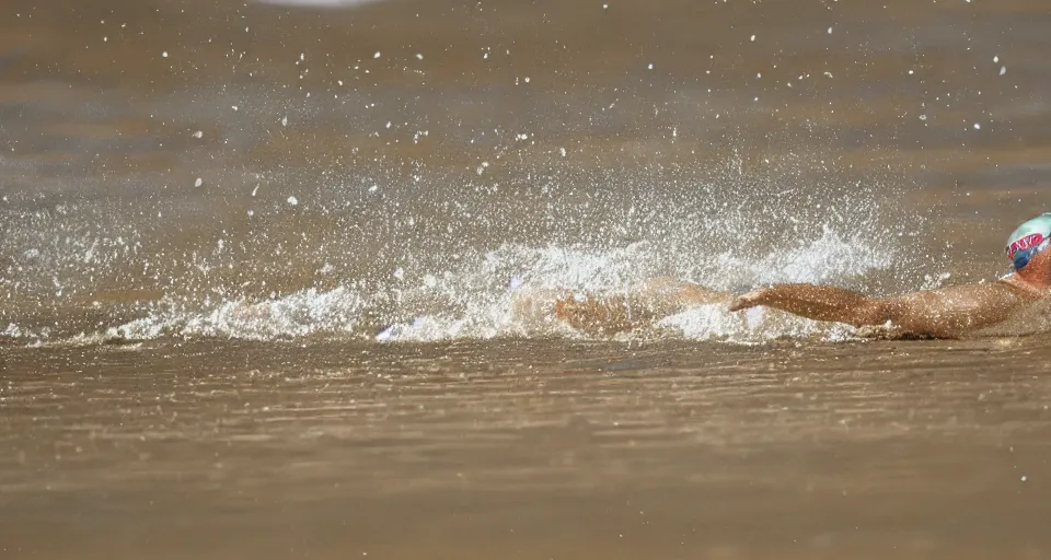 Image similar to olympic swimming in sand instead of water, extremely coherent, motion blur