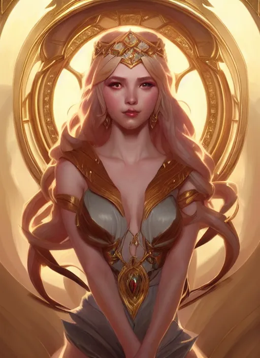 Image similar to portrait of lux from league of legends fantasy, intricate, elegant, highly detailed, digital painting, artstation, concept art, smooth, sharp focus, illustration, art by artgerm and greg rutkowski and alphonse mucha