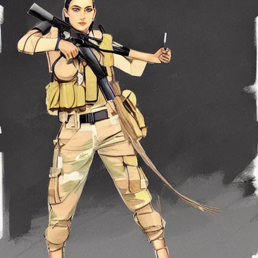 Image similar to a female peshmerga, by Rafael Albuquerque, trending on Artstation