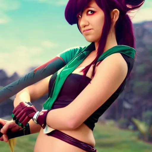 Prompt: Akali from league of legends, directed by wes anderson