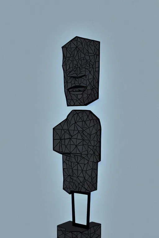 Image similar to cubist moai statue cutout digital illustration cartoon colorful beeple