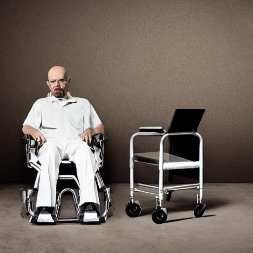 Image similar to Walter White sitting in wheel chair photo