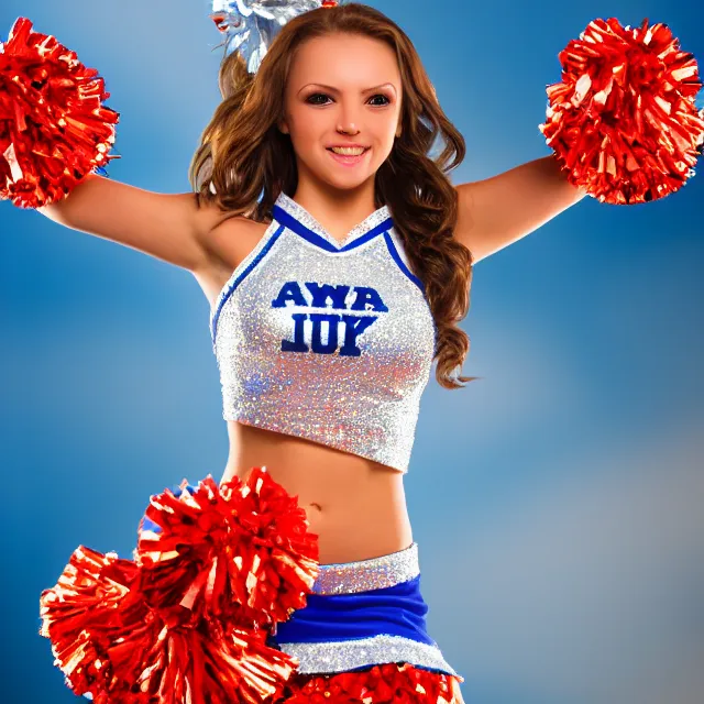 Image similar to cheerleader warrior, highly detailed, 8 k, hdr, smooth, sharp focus, high resolution, award - winning photo