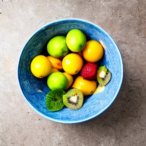 Prompt: a bowl of fresh fruits