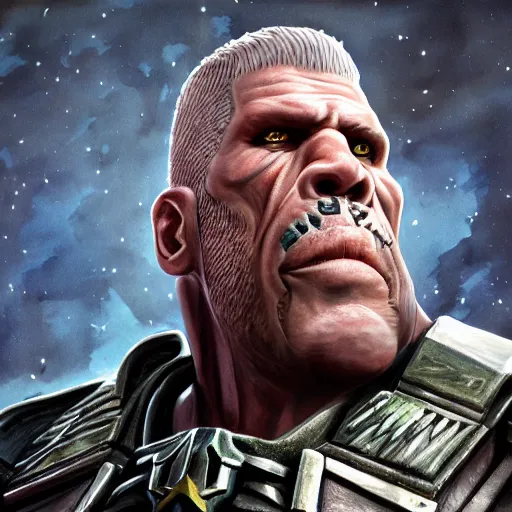 Image similar to Warhammer 40k Ron Perlman, photorealistic