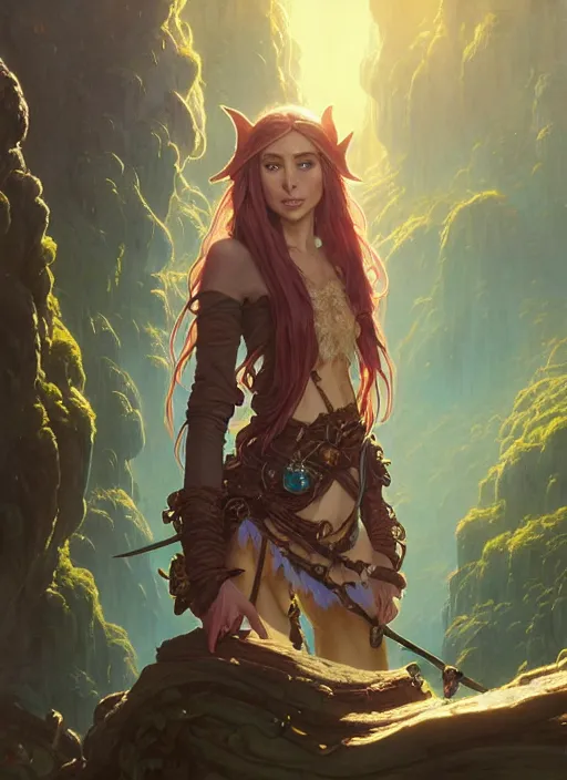 Image similar to highly detailed portrait of a elf woman pirate with long hair, stephen bliss, unreal engine, fantasy art by greg rutkowski, loish, rhads, ferdinand knab, makoto shinkai and lois van baarle, ilya kuvshinov, rossdraws, tom bagshaw, alphonse mucha, global illumination, radiant light, detailed and intricate environment