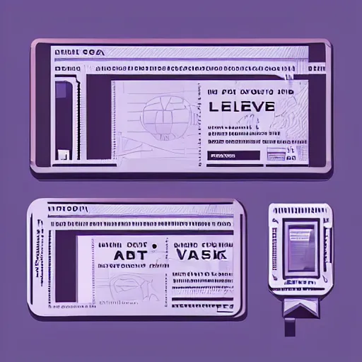 Image similar to vector graphic design of pale pink airline tickets that read “ to the metaverse ” in bold text, alien ar code and e - ink display, highly detailed, no noise, coherent language