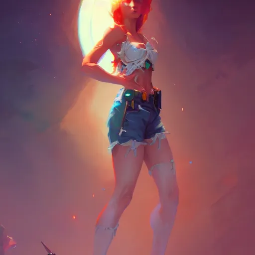 Image similar to a beautiful daisy duke, concept art by pete mohrbacher and guweiz and ilya kuvshinov, digital art, highly detailed, intricate, sharp focus, trending on artstation hq, deviantart, unreal engine 5, 4 k uhd image