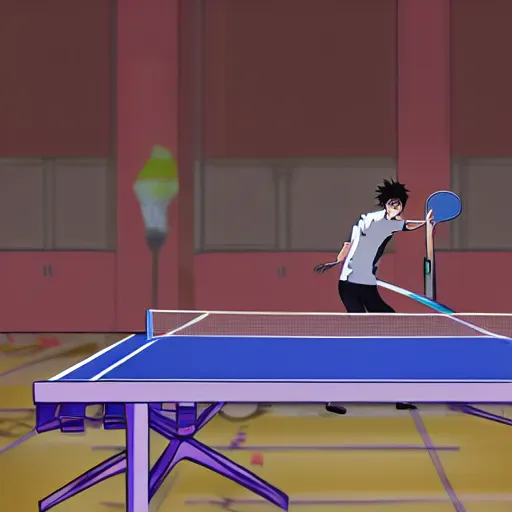 table tennis match, epic, anime style, Stable Diffusion