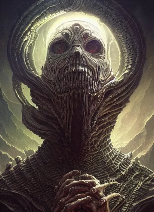 Prompt: evil dark spaceship mf doom reptile eyes, cosmic horror, intricate, elegant, highly detailed, centered, digital painting, artstation, concept art, smooth, sharp focus, illustration, artgerm, tomasz alen kopera, peter mohrbacher, donato giancola, joseph christian leyendecker, wlop, frank frazetta