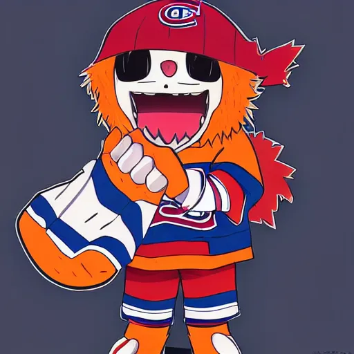 Image similar to anime Portrait of Youppi the Habs Montreal Canadiens Mascot as a very cute powerful and friendly pokemon, highly detailed anime, high evolution, 1990s, legendary, smooth, sharp focus, dynamic lighting, intricate, trending on ArtStation, illustration pokemon, art by WLOP