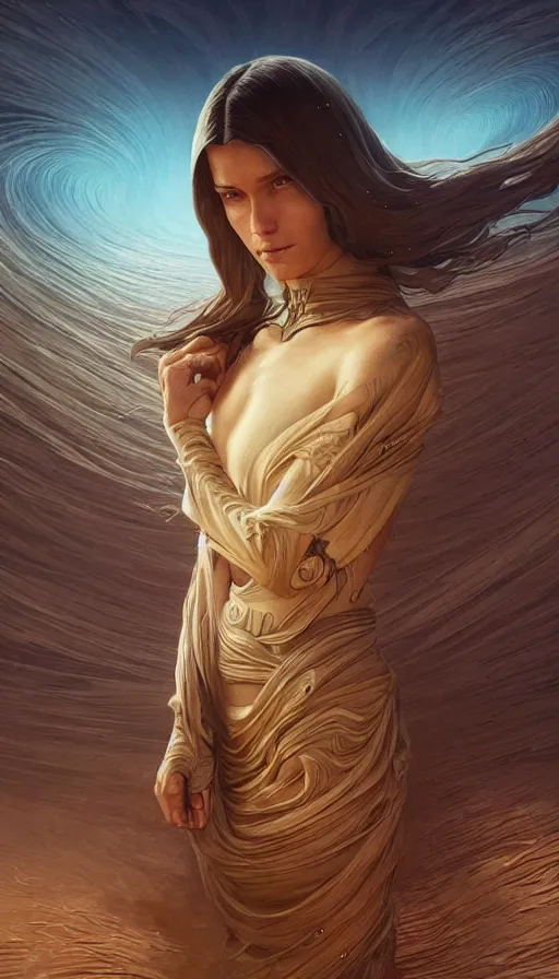 Image similar to dune, fibonacci, sweat drops, insane, intricate, highly detailed, digital painting, artstation, concept art, smooth, sharp focus, illustration, Unreal Engine 5, 8K, art by artgerm and greg rutkowski and alphonse mucha