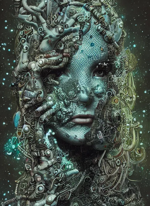 Image similar to Biopunk goddess painting by Dan Hillier, trending on artstation, artstationHD, artstationHQ, 4k, 8k