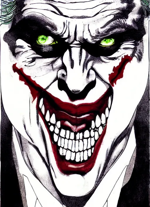 Image similar to portrait of the joker, ink, by jim lee