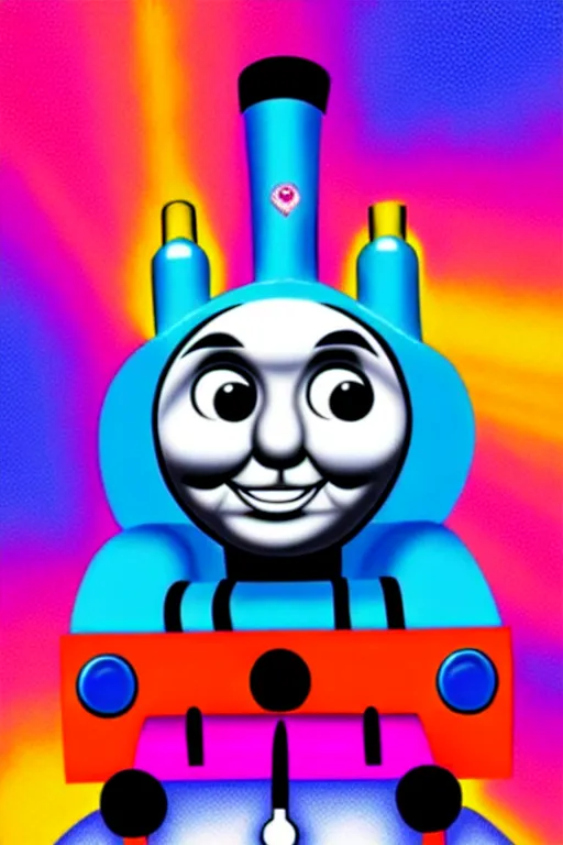 Prompt: Thomas the Train by Lisa Frank