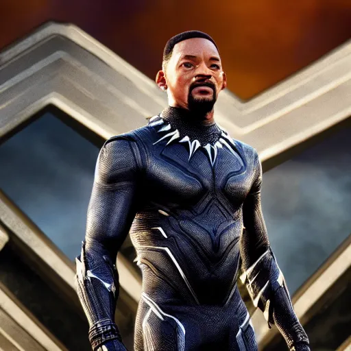 Image similar to Will Smith as Black panther 4K detail