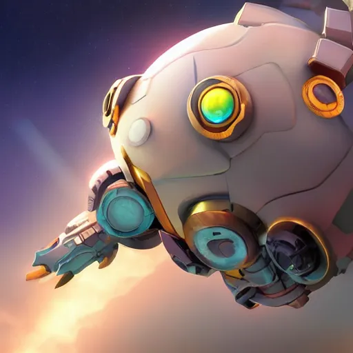 Image similar to 3D Fantasy Cute and adorable mecha piggy floating in space, bright stars, Smooth 3D Illustration, soft render, Servando Lupini, Daniil Kudriavtsev, handpaint texture, Blender, 3DCoat