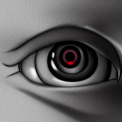 Image similar to a close up image of an eye of the watcher, eerie, black color scheme, horror, highly detailed, artstation, cgsociety